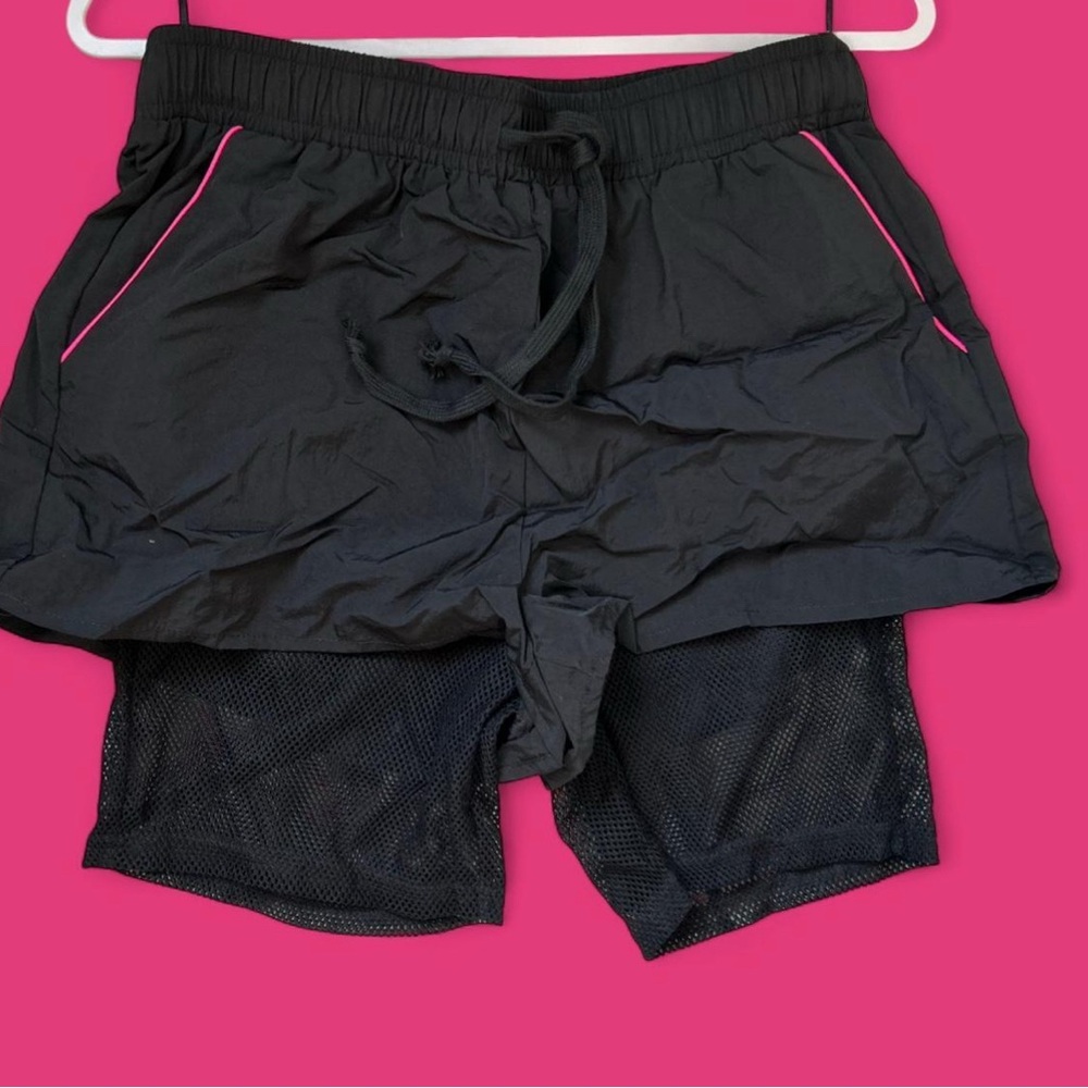 Chic Black and Pink Shorts with Fishnets